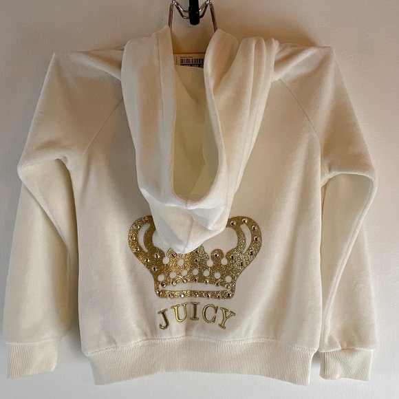 Kids Juicy Couture Vanilla Cream Coloured Hoodie with Gold Crown 4T - Picture 7 of 8